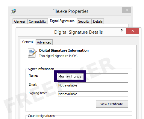 Screenshot of the Murray Hurps certificate
